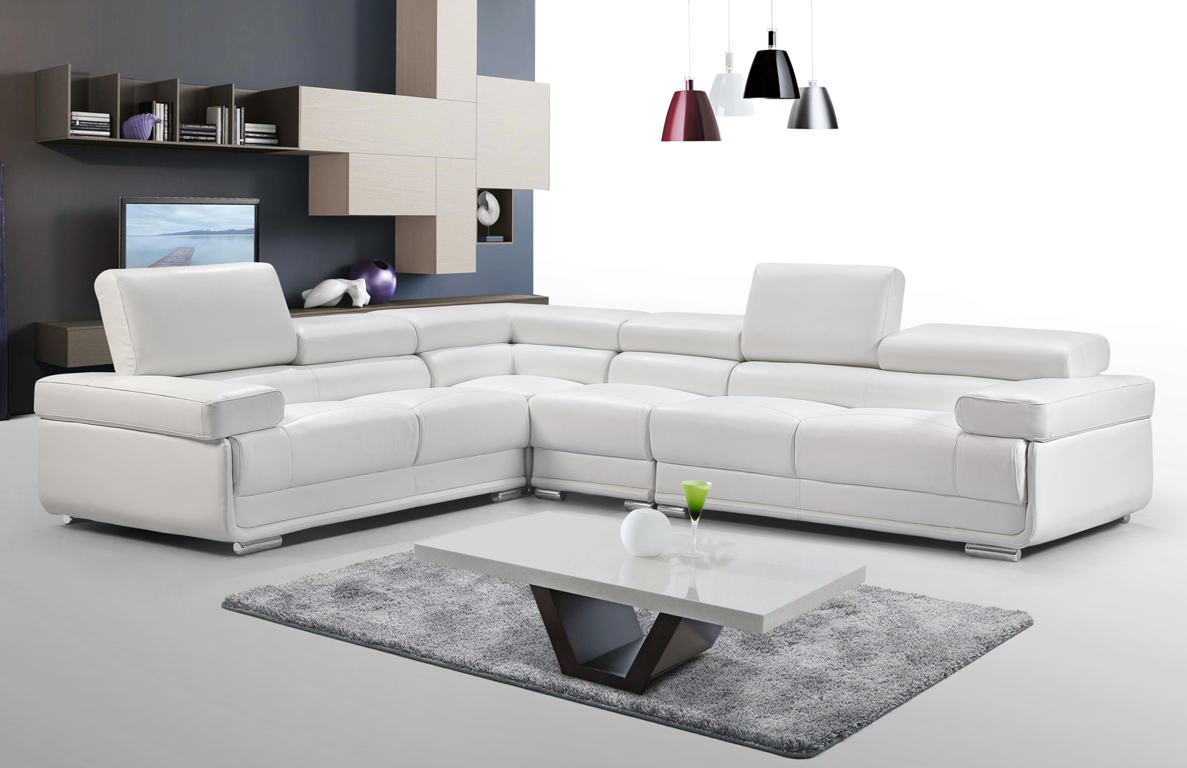 Living Room Furniture Sleepers Sofas Loveseats and Chairs 2119 Sectional White