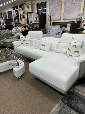 Sofia Sectional, Planet Dining Table with 1239 Chairs, 9180 Sectional, and Manhattan Sectional are showcased at 'El Encanto Furniture' store in NJ