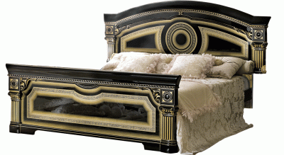 Bedroom Furniture Beds Aida Bed Black w/Gold