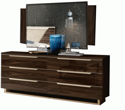 Bedroom Furniture Dressers and Chests Smart Double dresser w/ mirror Walnut
