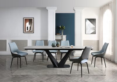 9189 Table with 1239 blue chairs