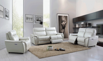 Living Room Furniture Sofas Loveseats and Chairs 1705 Light-Grey with Electric Recliners