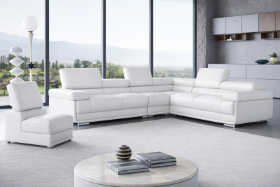 2119 Sectional with Extra Chair - White