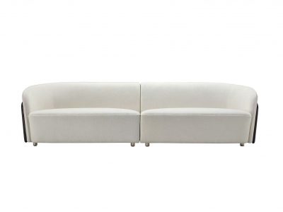 Modern Curved Upholstered Sofa with Wood Accents