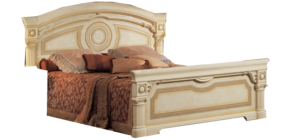 Brands Dupen Mattresses and Frames, Spain Aida Bed Ivory w/Gold