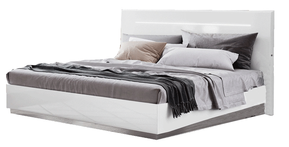 Brands Camel Modum Collection, Italy Onda LEGNO White Bed with Led Lights