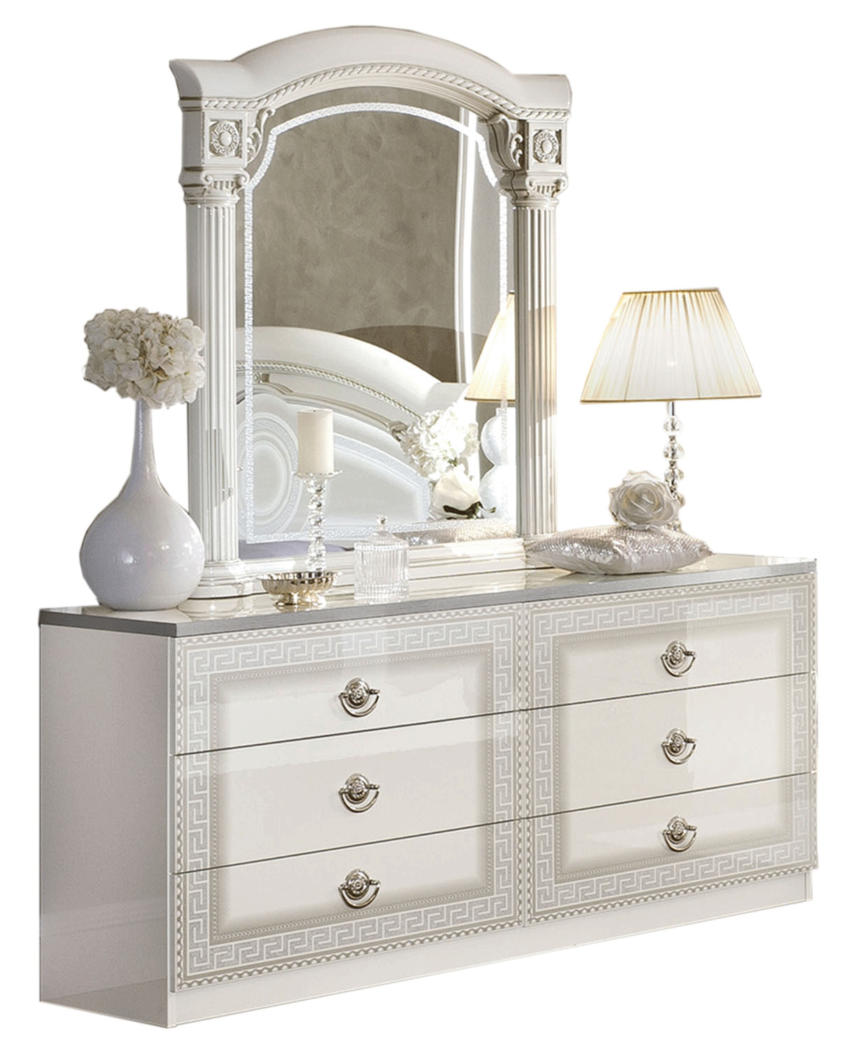 Brands Arredoclassic Bedroom, Italy Aida White Silver Dresser