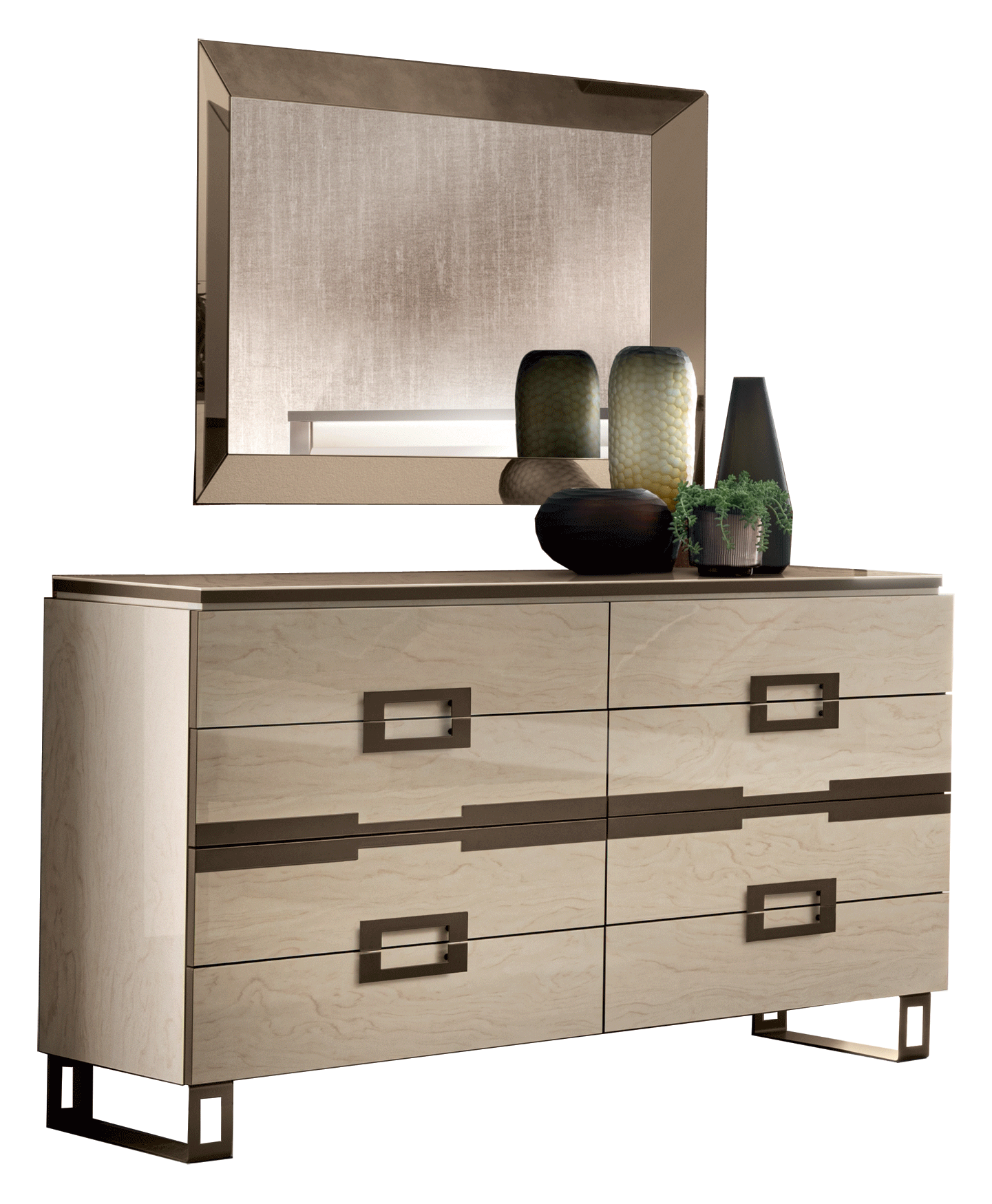 Living Room Furniture Sectionals Poesia Double Dresser / Mirror
