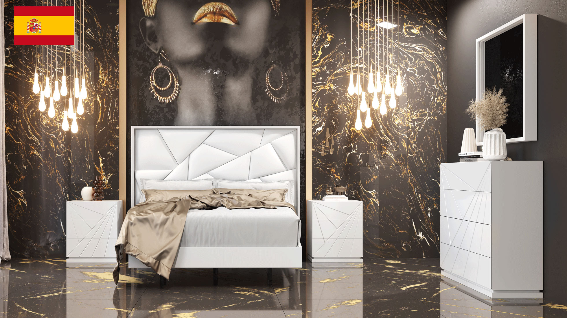 Brands Franco Furniture New BELLA Vanity Chest Avanty Bedroom SOLD AS COMPLETE BEDGROUP ONLY