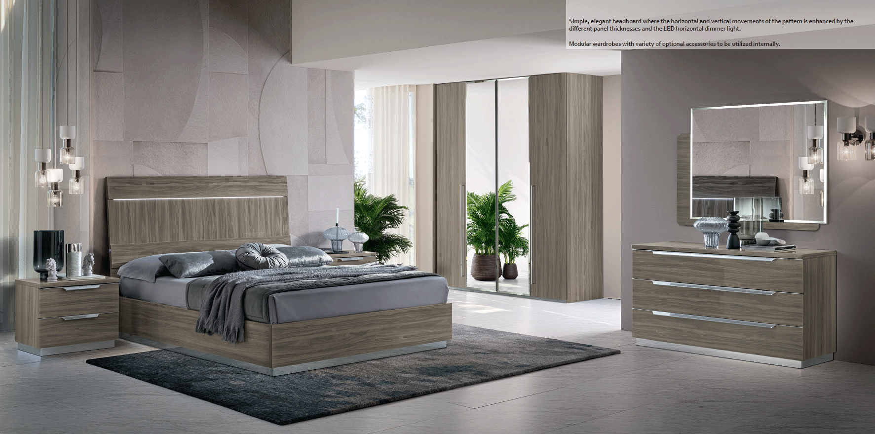 Bedroom Furniture Mirrors Kroma Bedroom GREY Additional Items