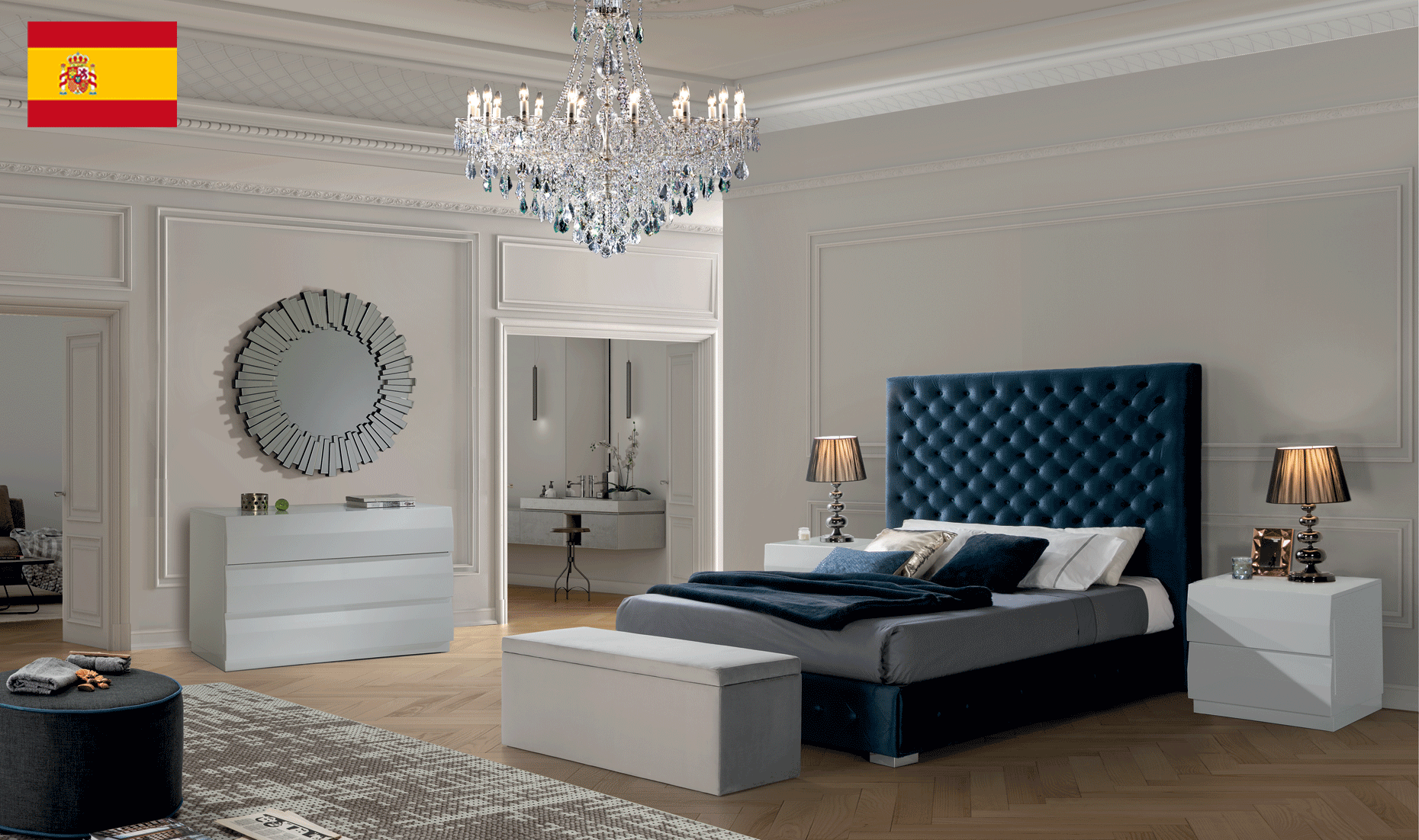 Bedroom Furniture Classic Bedrooms QS and KS Leonor Blue Bedroom w/ storage, M152, C152, E100