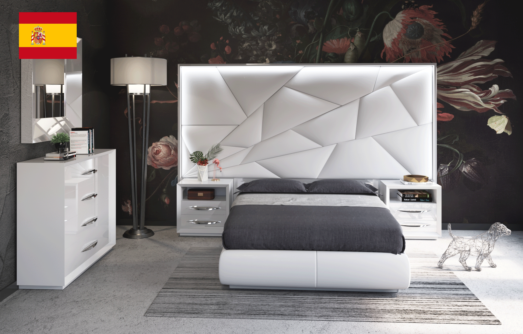 Brands Franco Furniture Bedrooms vol2, Spain Majesty Bedroom w/light and Carmen Cases