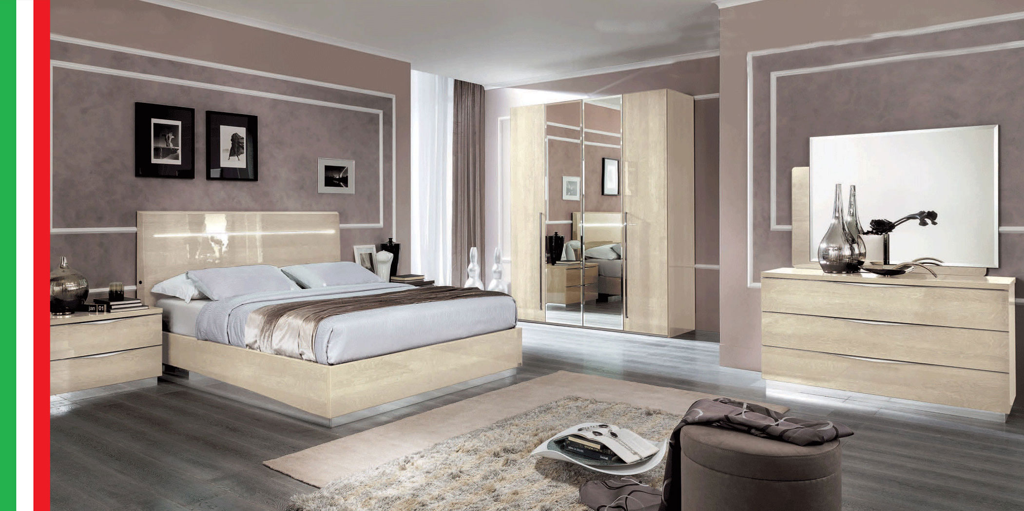 Bedroom Furniture Modern Bedrooms QS and KS Platinum Bedroom BETULLIA SABBIA by Camelgroup – Italy