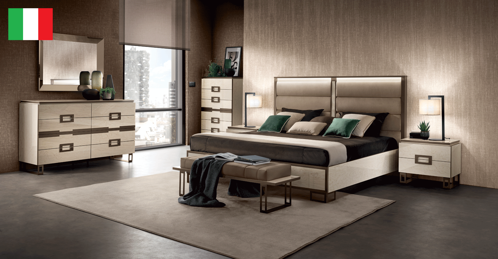 Living Room Furniture Sectionals Poesia Bedroom w/ Light