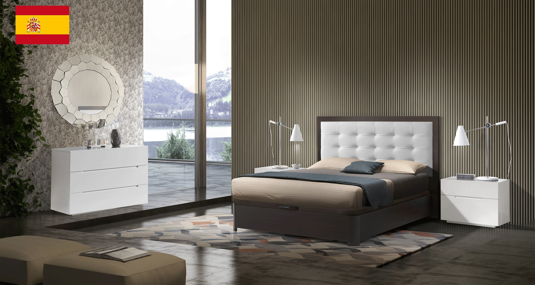 Brands Dupen Modern Bedrooms, Spain Regina Bedroom QS with Storage and M100, C100, E100 cases
