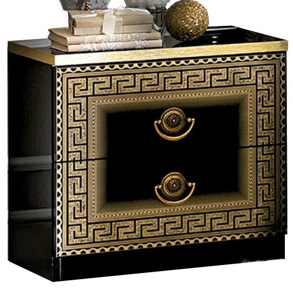 Living Room Furniture Sectionals Aida Black-Gold Nightstand
