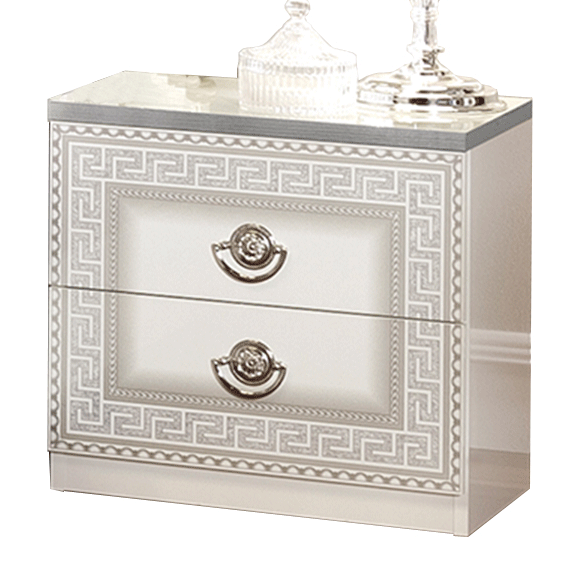 Brands Camel Gold Collection, Italy Aida White-Silver Nightstand