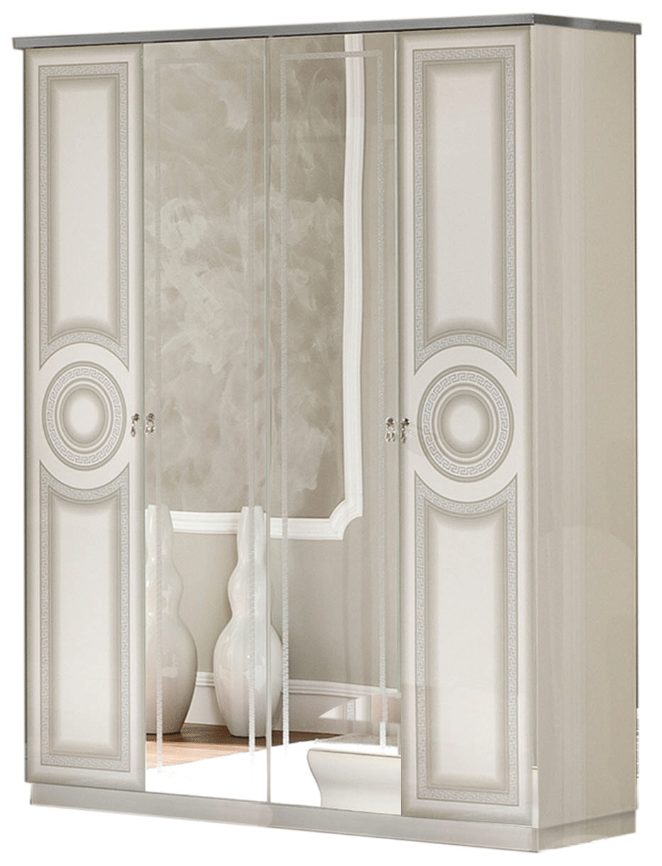 Brands Gamamobel Bedroom Sets, Spain Aida White/Silver 4 Door Wardrobe
