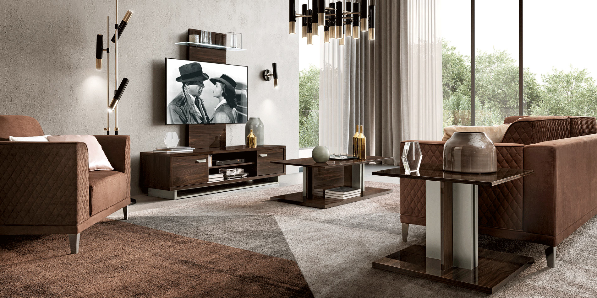 Brands Camel Gold Collection, Italy Volare Entertainment center Dark Walnut/Nickel Additional items