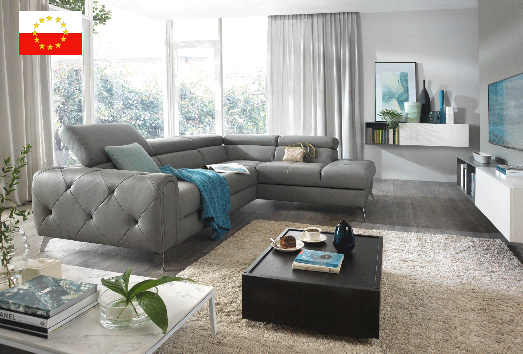 Brands ALF Capri Coffee Tables, Italy Camelia Sectional w/Bed and Storage