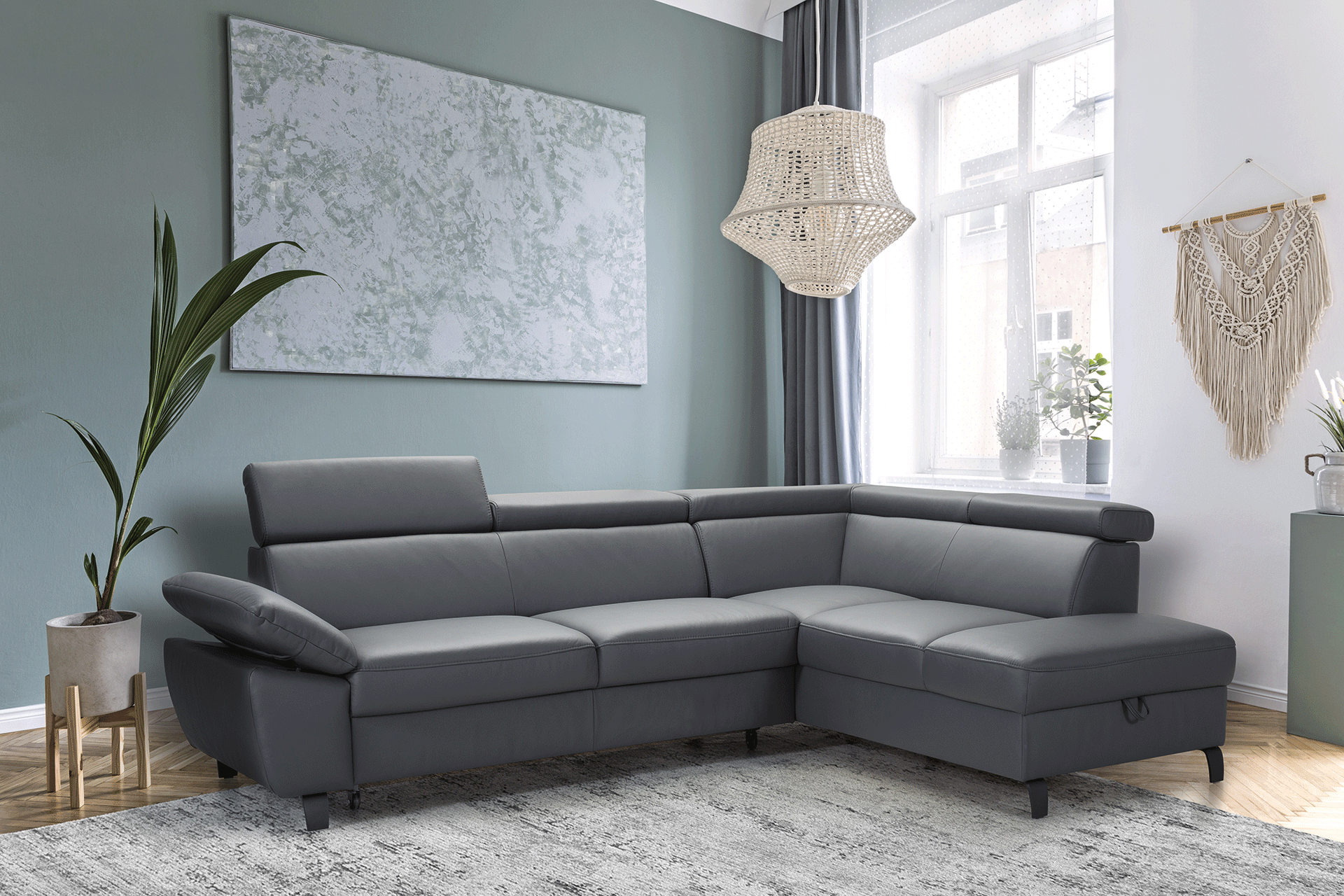 Brands Suinta Modern Collection, Spain Olo Sectional w/ Bed & storage