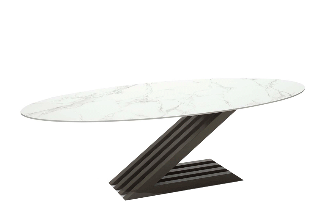 Dining Room Furniture Marble-Look Tables Zara Oval Table