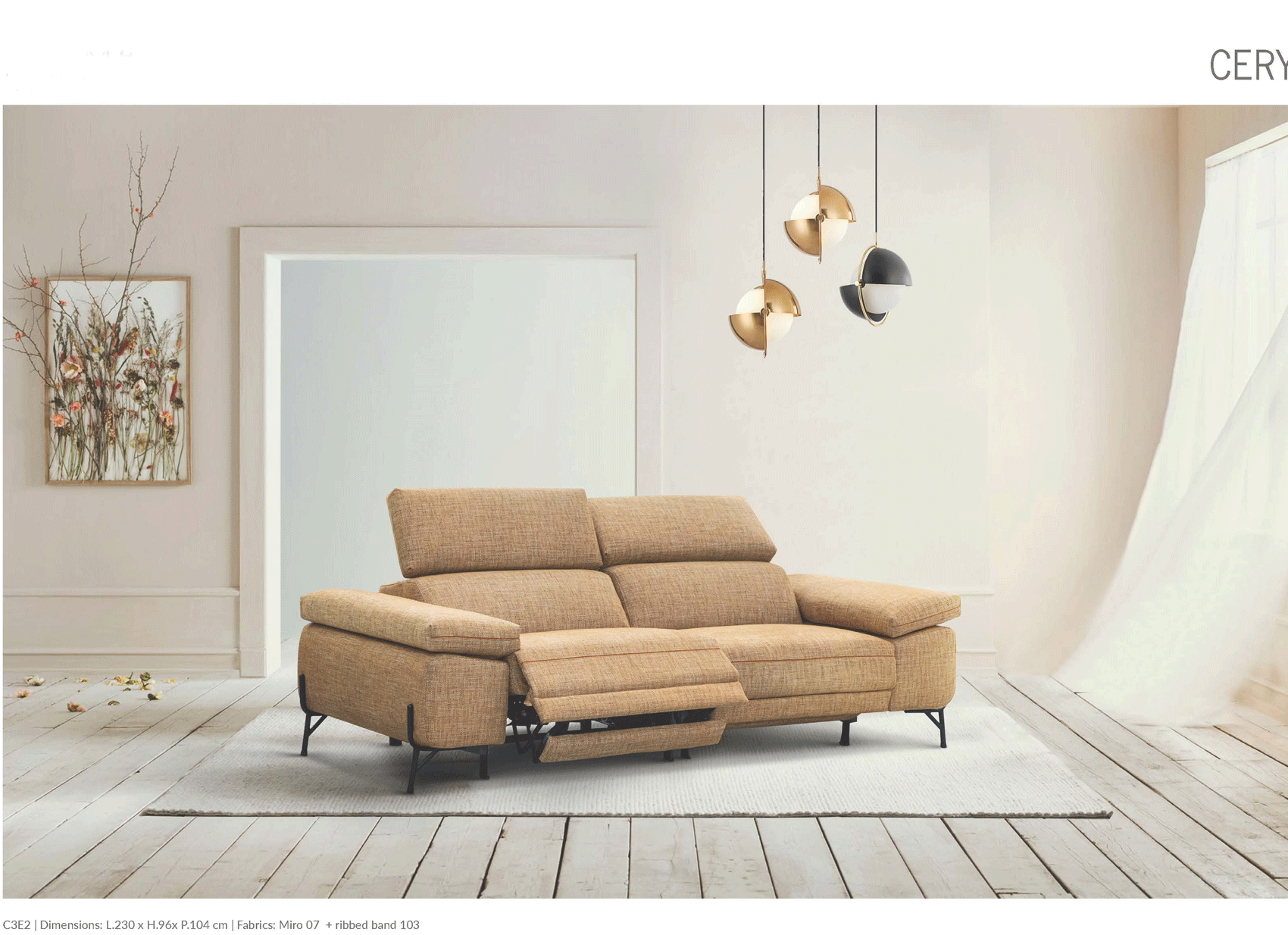Clearance Living Room Cery Sofa w/recliner