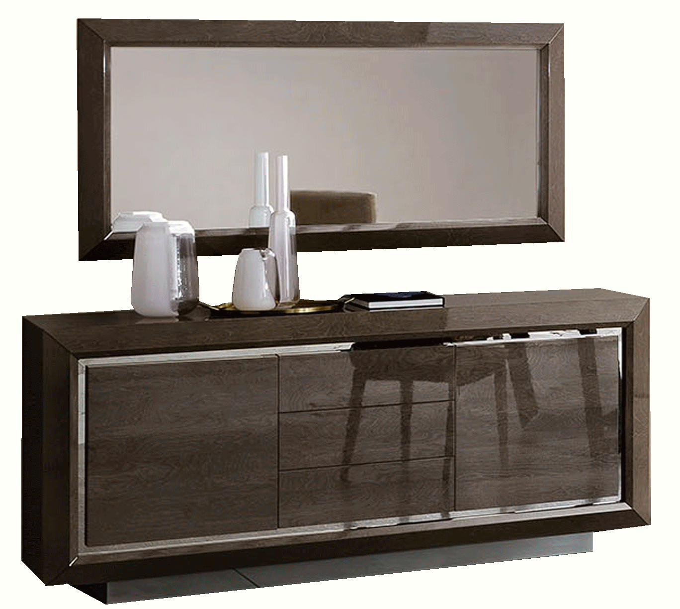 Bedroom Furniture Mirrors Elite Buffet w/Mirror Silver Birch