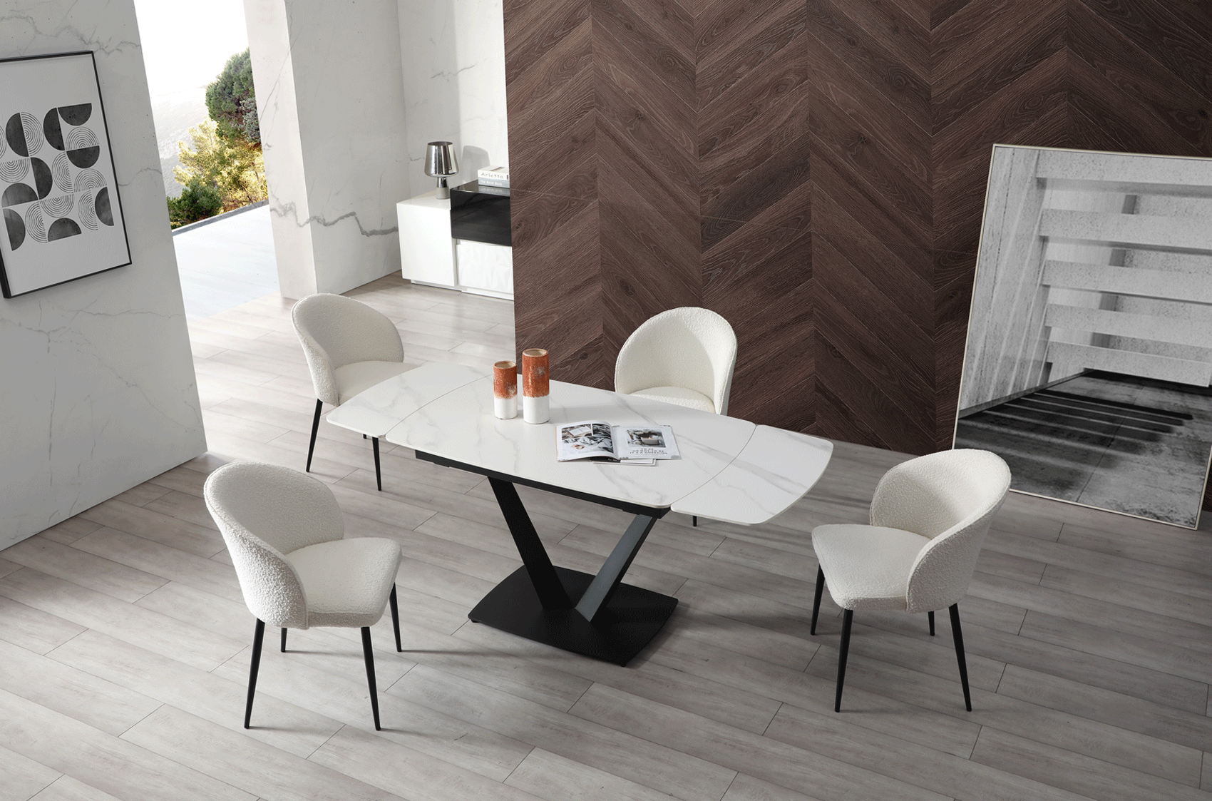 Wallunits Hallway Console tables and Mirrors 109 Dining Table with 2107 Chairs