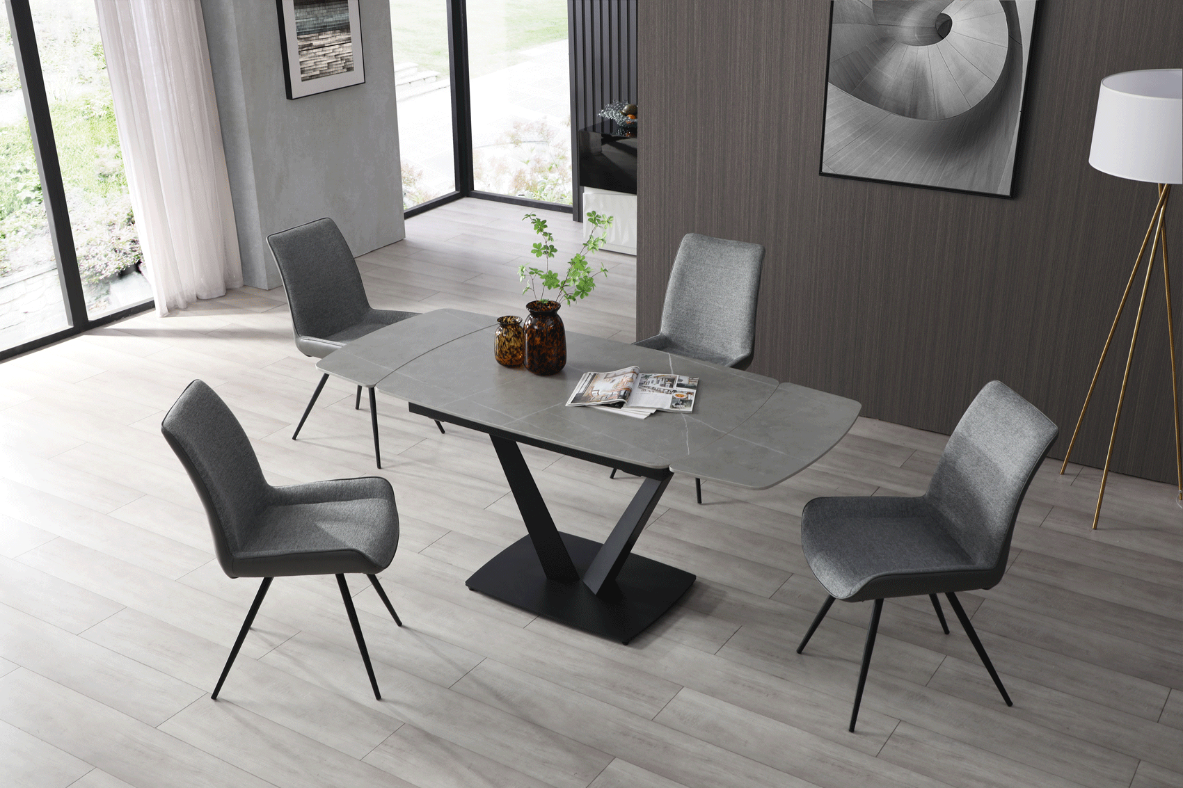 Brands Dupen Dining Rooms, Spain 109 Grey Table with 79 Chairs
