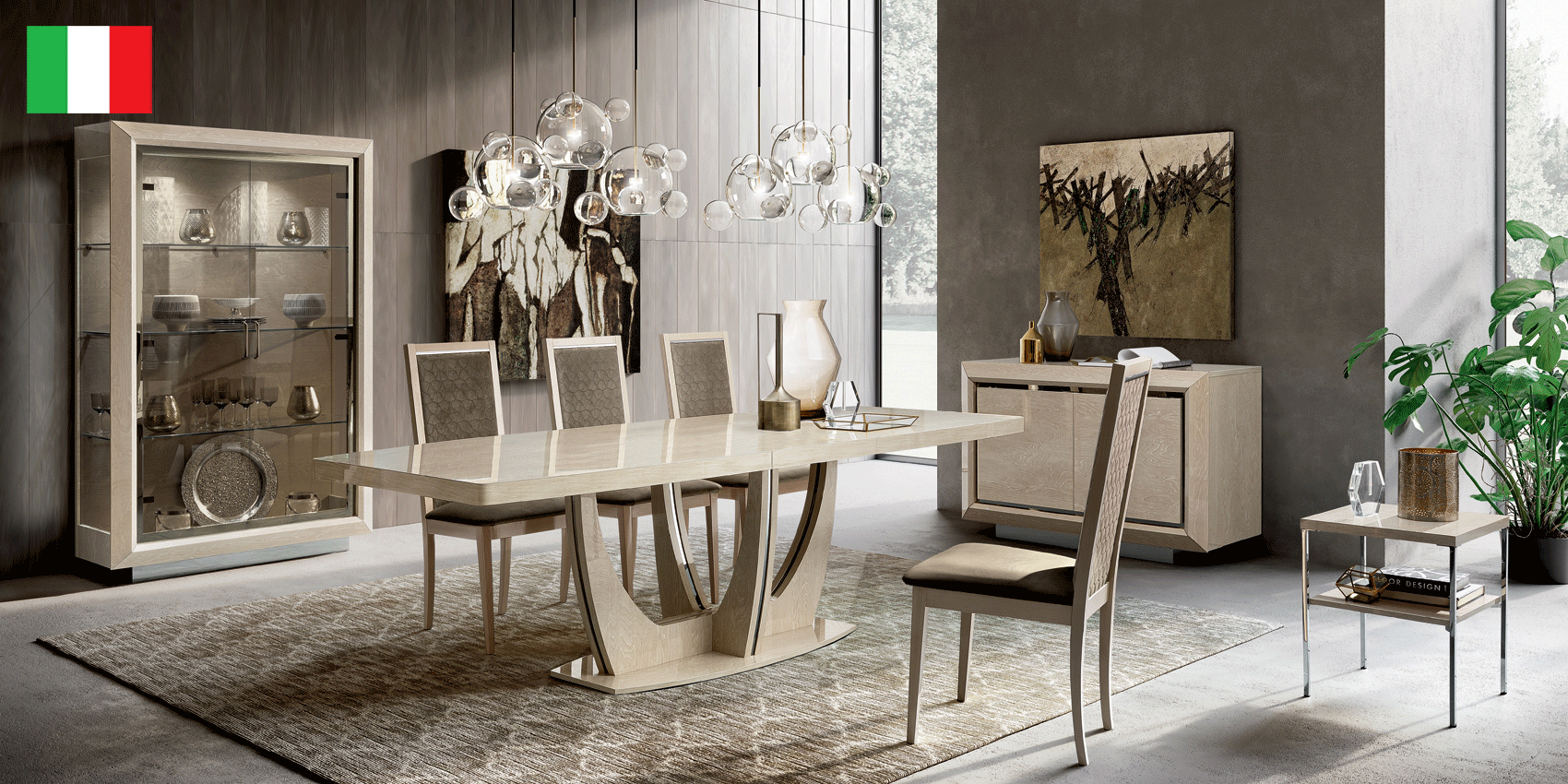 Brands Dupen Dining Rooms, Spain Elite Dining Ivory with Ambra “Rombi” Chairs