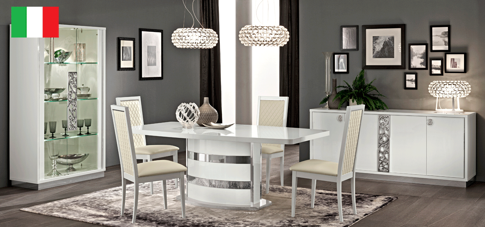 Brands Unico Tables and Chairs, Italy Roma Dining White, Italy