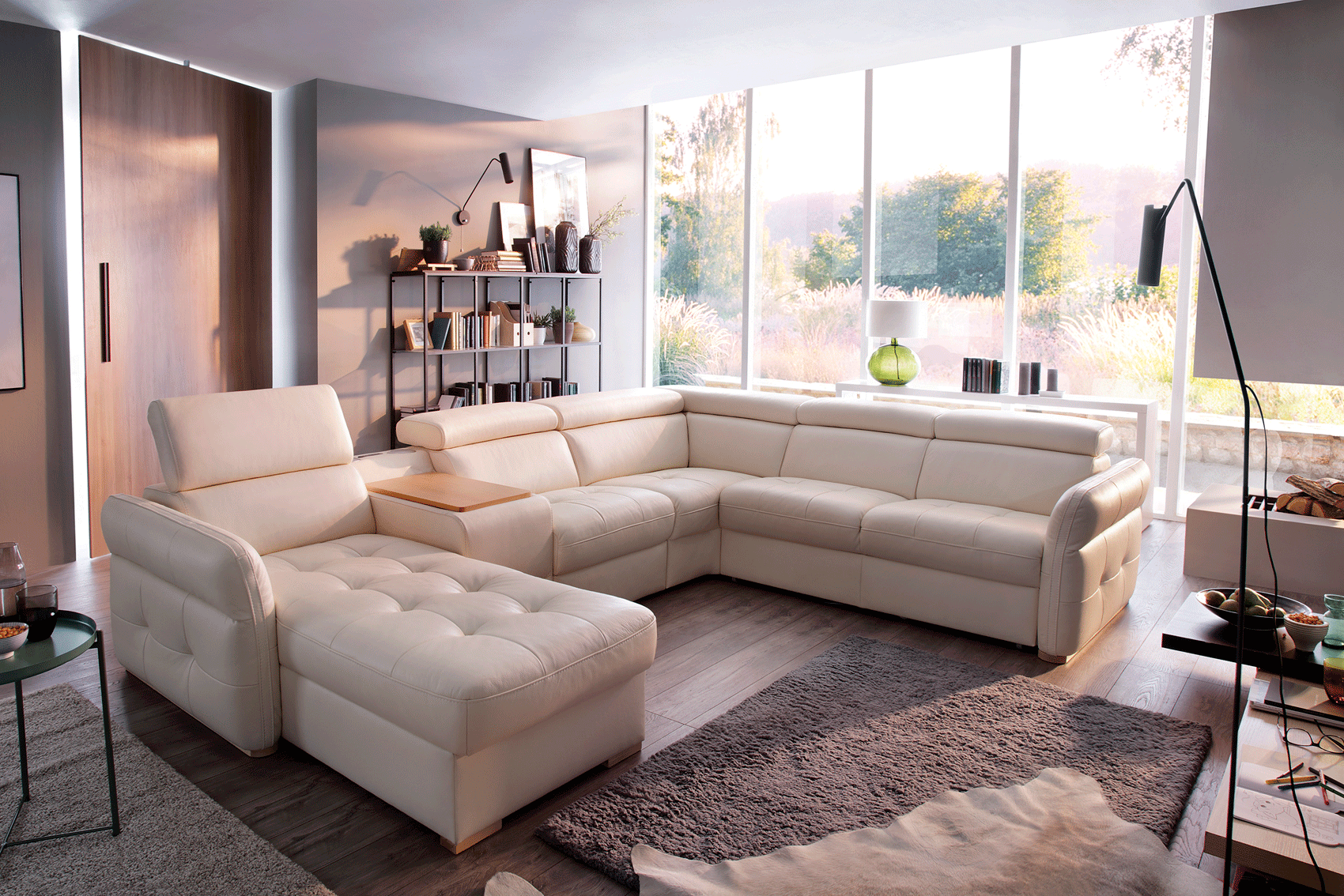 Brands Galla Leather Collection, Europe Massimo Sectional Left:Chaise w/Storage, Bar Element, Electric Recliner, Corner, Sofa w/Bed