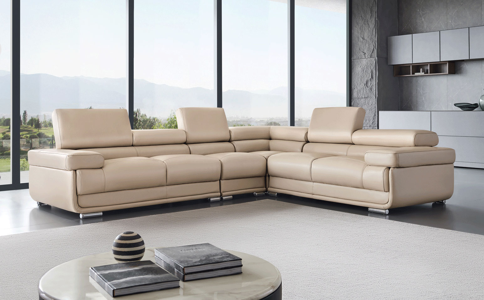 Living Room Furniture Sofas Loveseats and Chairs 2119 Sectional Cream
