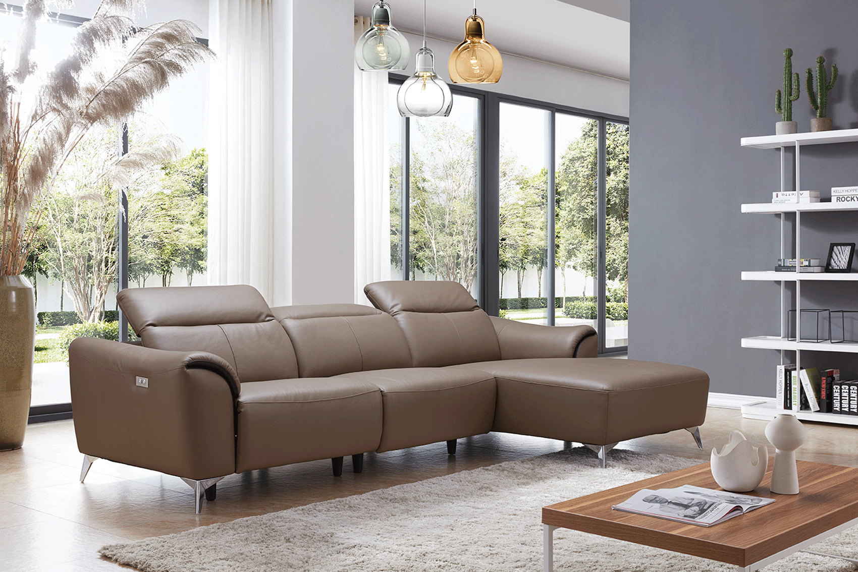 Living Room Furniture Reclining and Sliding Seats Sets 950 Sectional with 1 Electric Recliner
