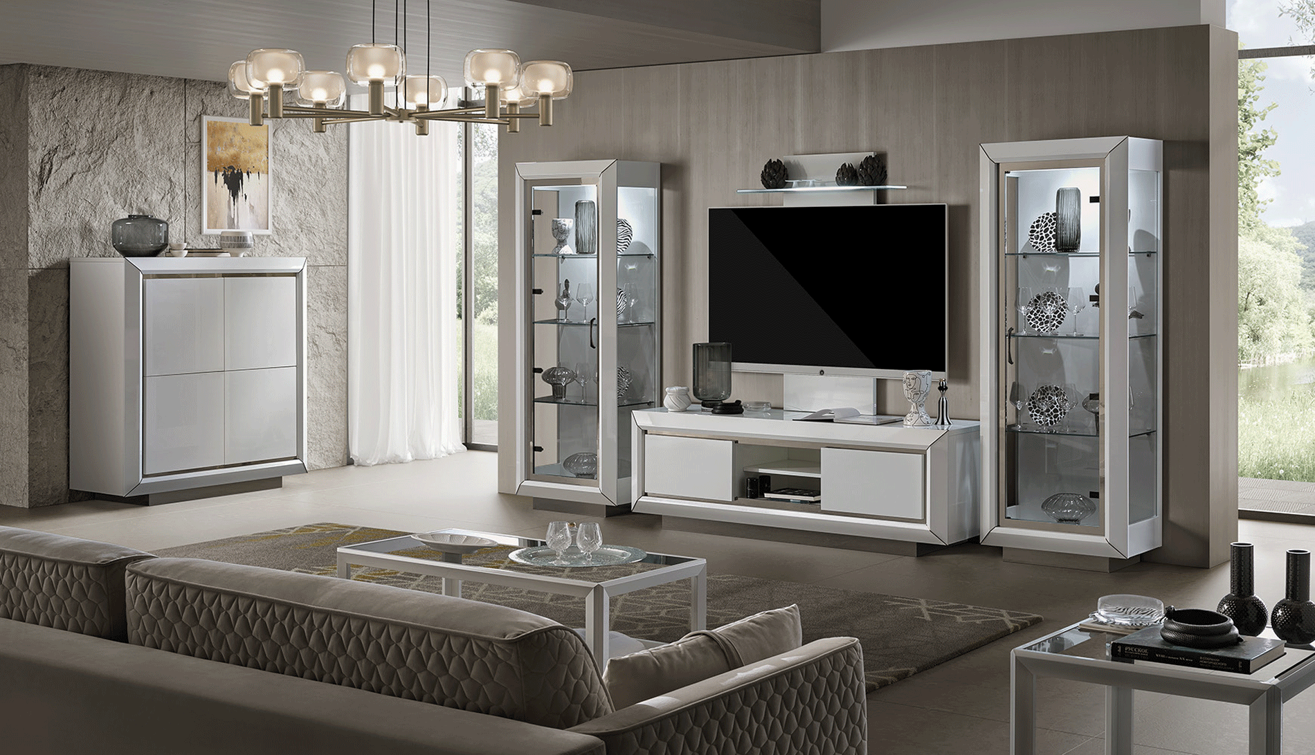 Brands Camel Modern Living Rooms, Italy Elite WHITE Entertainment center Additional items