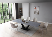 9436 Dining Table with 1218 swivel grey taupe chairs